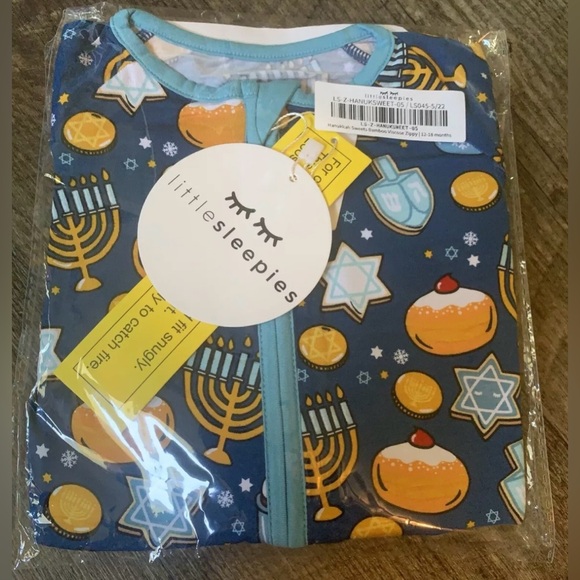 Little Sleepies Blue Hanukkah Kids Pajamas - Picture 1 of 3